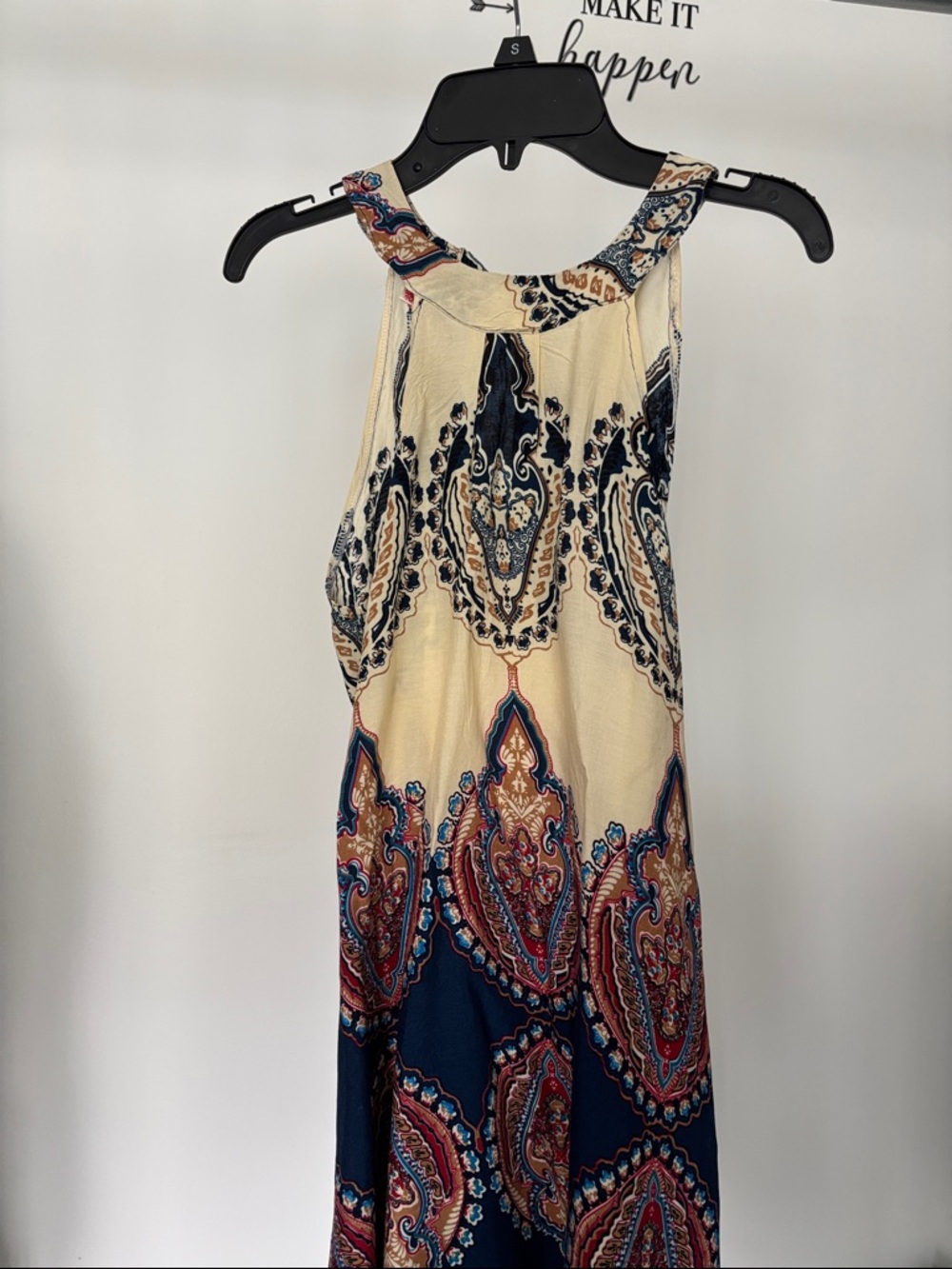 Women’s Cream Paisley Halter Long  Length Top Tunic Small Pre-Owned